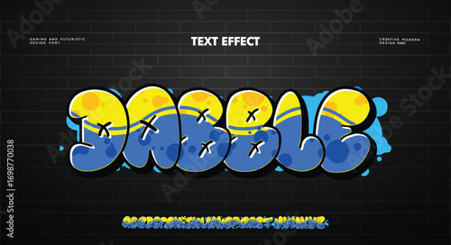 Dabble, Colorful graffiti editable text style effect. Vector text effect with paint wall concept.	