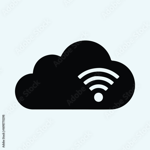 Illustrator Vector Cloud computing wireless connection symbol internet networking silhouette