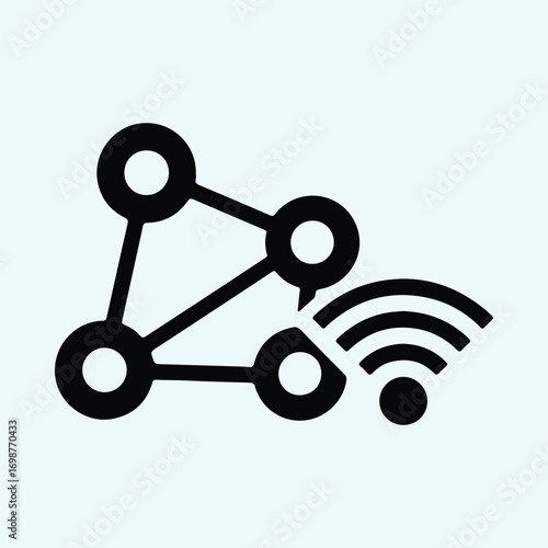 Illustrator Vector Connection networking communication and wifi signal transmission silhouette