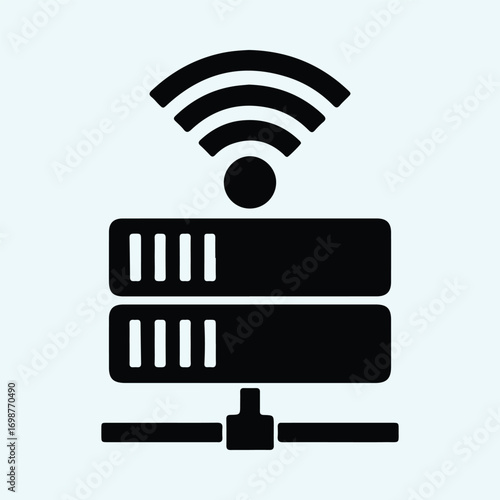 Illustrator Vector Database server wireless connection data center silhouette