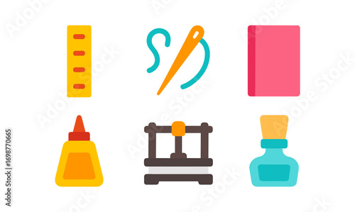 Sewing and crafting essentials collection in minimalist flat design