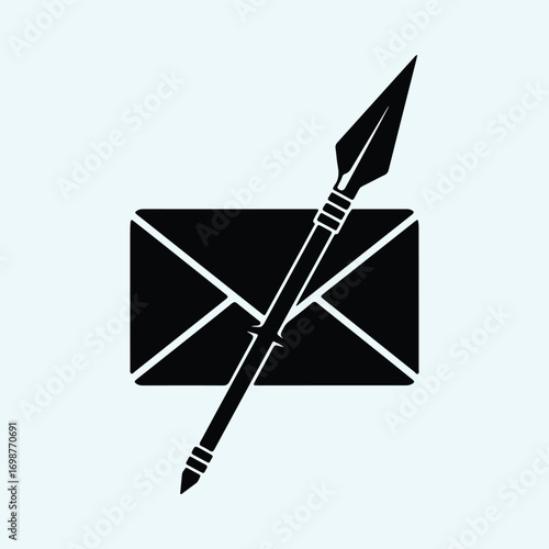 Illustrator Vector Email message hit by spear silhouette