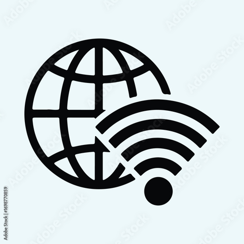Illustrator Vector Global network with wifi symbol connection silhouette