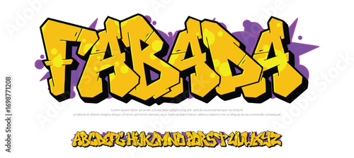 Fabada, Colorful graffiti editable text style effect. Vector text effect with paint wall concept.	