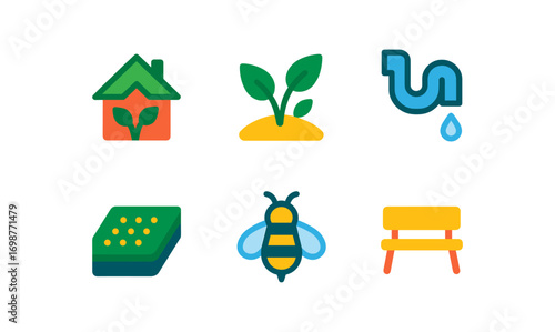 Eco-friendly icons collection for sustainable living awareness
