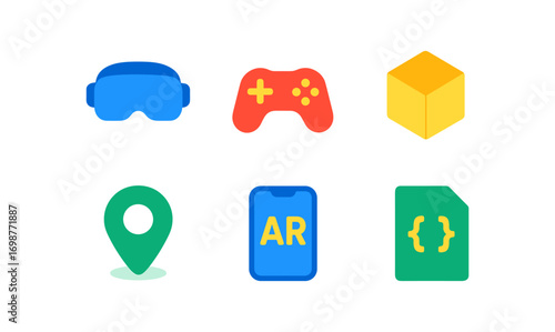 Modern technology icons featuring gaming, augmented reality, and programming tools