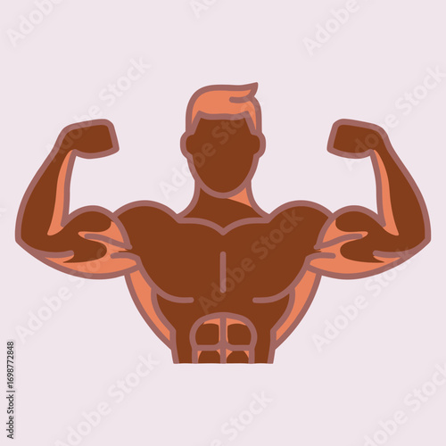 Muscular man flexing arms biceps fitness