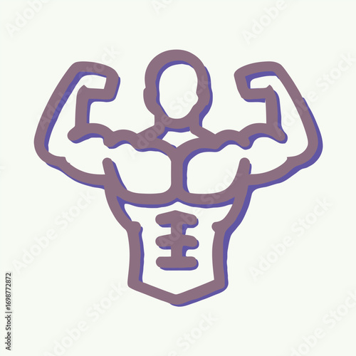 Muscular man flexing arms bodybuilder physique