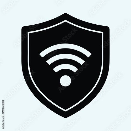 Illustrator Vector Wireless internet wifi connection security shield silhouette