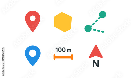 Modern minimalist navigation icons for maps and navigation apps