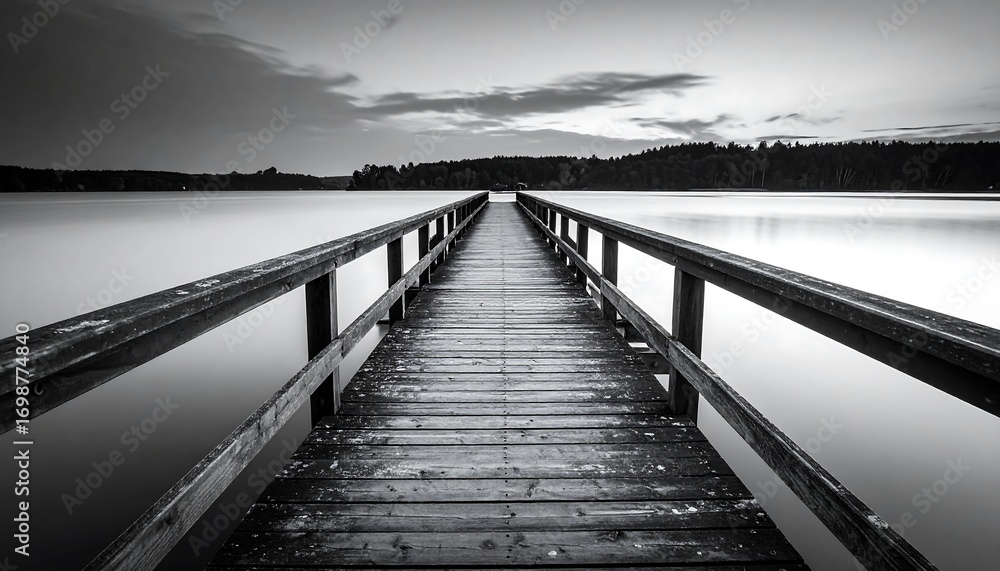 Fototapeta premium Tranquil Lakeside Pier at Dusk