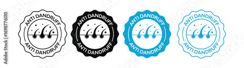 Anti Dandruff Badge Vector Set – Hair Care Icon, Scalp Treatment, Dermatology Label Design