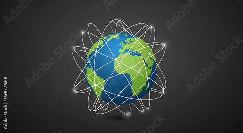 Global network connections visualized around a glowing earth