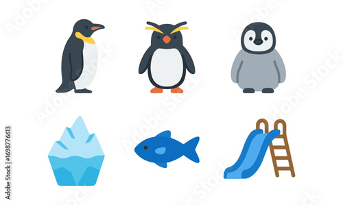Playful penguins and arctic elements: cute flat design