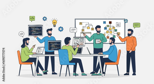 A Diverse Team of Developers and Designers Collaborating on a Project