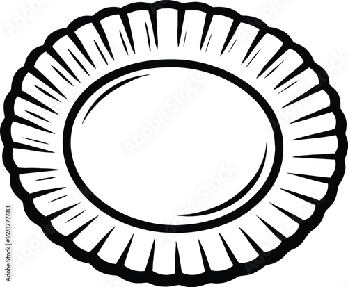 Vector Icon of a Blank Dinner Plate - Empty Round Dish Graphic