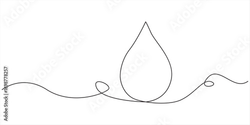 Continuous line drawing of blood drop on transparent background, blood drop icon continuous one line drawing, Single line continuous drawing of blood drop, Continuous line drawing of drop. Water drop.