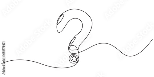 Holds question mark continuous  one line art, hand drawn asking sign, idea continuous contour. Query FAQ concept, finding answer. Editable stroke. Isolated. Vector illustration