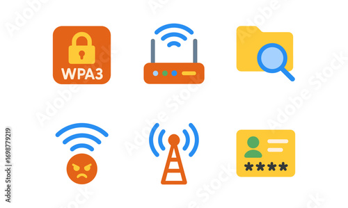 Modern flat icons for wireless security and data privacy concepts