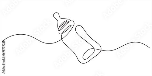 Baby Bottle Continuous Line Art Illustration, Baby Bottle Continuous Line Illustration , bottle continuous line drawing,