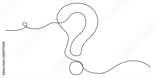 Holds question mark continuous  one line art, hand drawn asking sign, idea continuous contour. Query FAQ concept, finding answer. Editable stroke. Isolated. Vector illustration
