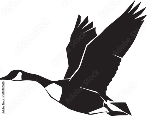 Black goose in flight bird flying