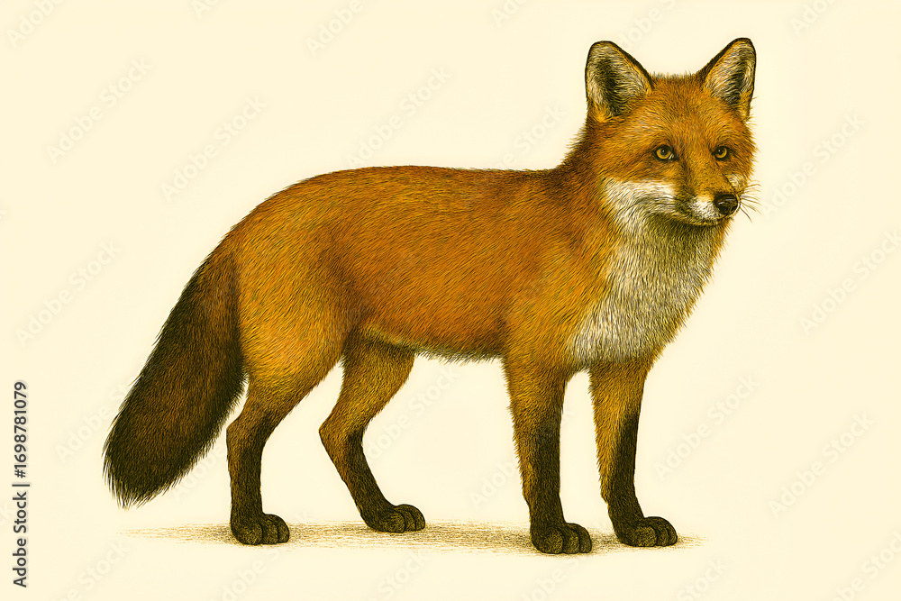 Fototapeta premium Detailed Illustration of a Red Fox Standing