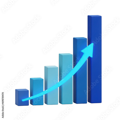 Free Download 3d bar chart with upward arrow isolated on transparent background - GFXLoad