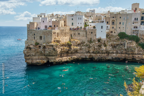Cliffside Houses Above the Adriatic in Polignano a Mare, Apulia, Italy
