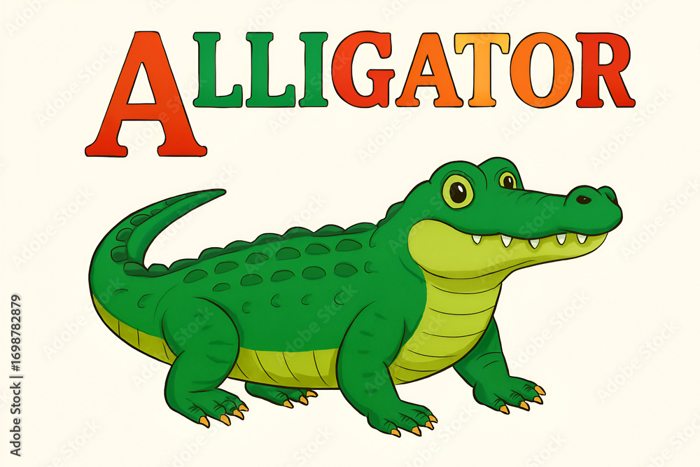 Fototapeta premium Cartoon Alligator Animal Illustration for Kids Learning