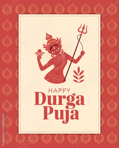 Happy Durga Puja Goddess Illustration Celebration