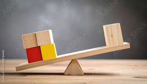 Wooden blocks on a seesaw (1)