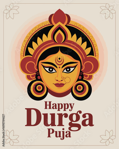 Happy Durga Puja Goddess Illustration Celebration