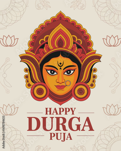 Happy Durga Puja Goddess Illustration Celebration