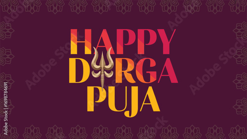 Happy Durga Puja Festival Greeting Design Celebration India