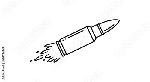 a simple sketch of a bullet with smoke trailing behind