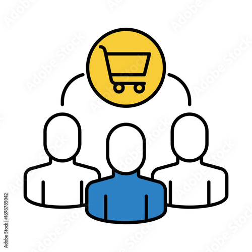 Consumers Icon for understanding customer needs, analyzing purchasing behavior, and enhancing product offerings to meet market demands.