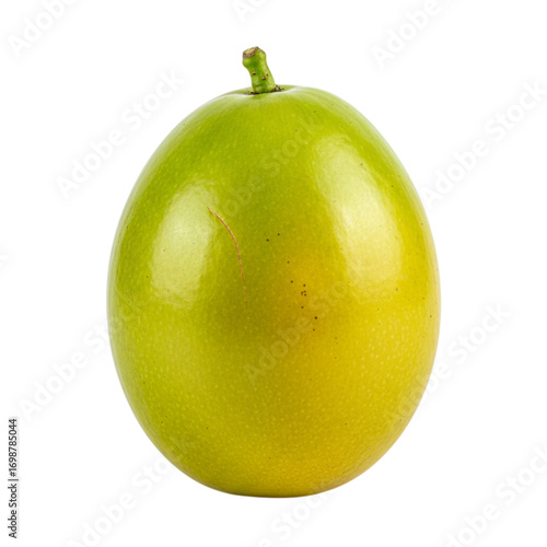 Green and yellow passion fruit isolated on transparent background