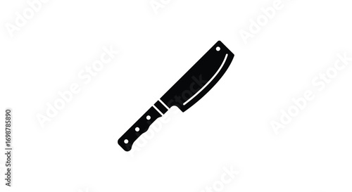a sharp kitchen knife with black handle isolated