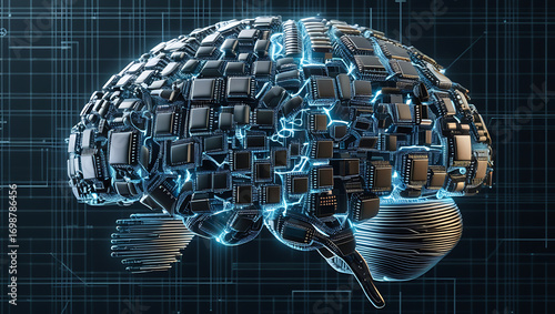 Machine Learning (ML) Technology Concept Depicting Core Algorithms, Predictive Analytics, Data Training Models, Neural Networks, and Intelligent Automation for Advanced Artificial Intelligence