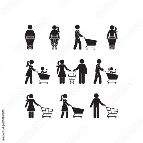 Woman Shopping with Bags Silhouette Icon Vector