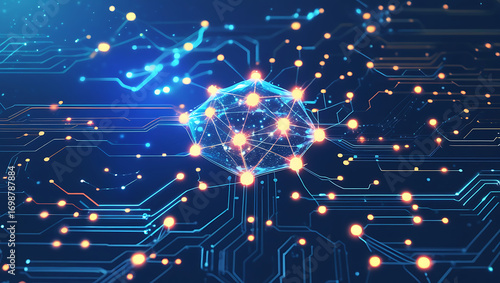 Machine Learning (ML) Technology Concept Depicting Core Algorithms, Predictive Analytics, Data Training Models, Neural Networks, and Intelligent Automation for Advanced Artificial Intelligence