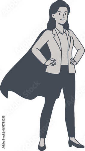 Superwoman Businesswoman, Confident Female Leader, Empowered Businesswoman, Successful Female Entrepreneur, Heroic Businesswoman Illustration