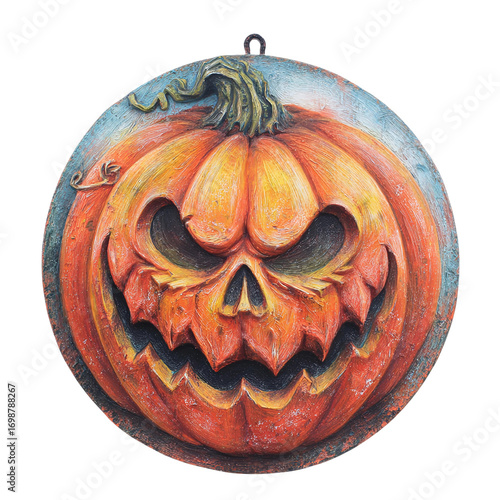 spooky halloween round sign festive decor isolated
