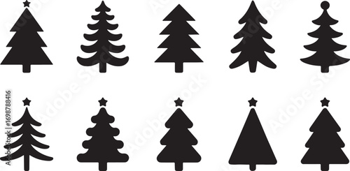 Christmas Tree Vector Silhouette Set – Festive Holiday Tree Icons Collection
