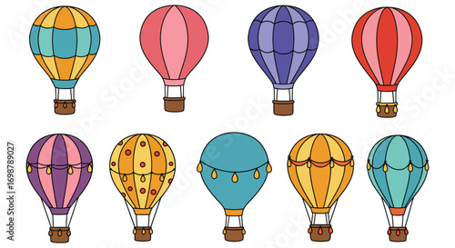 colorful hot air balloons floating in clear blue sky