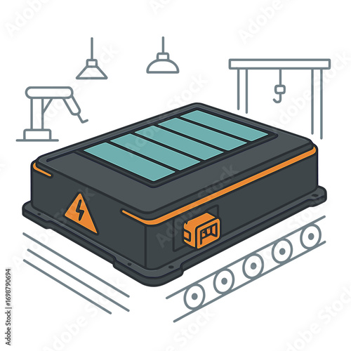 High‑voltage lithium‑ion battery component for electric or hybrid vehicles, a battery module produced on automotive production lines, manufactured in a factory with high capacity