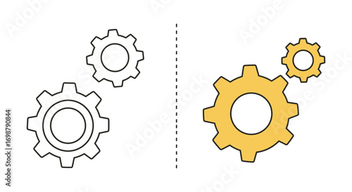 mechanical gears before and after transformation process