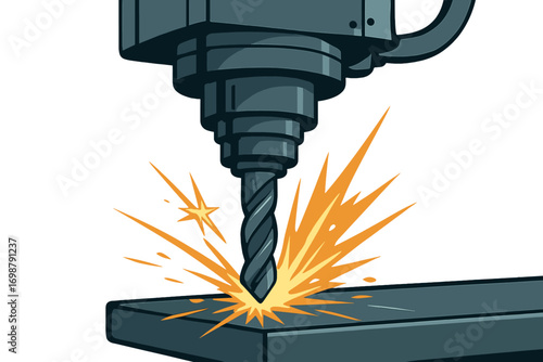 A close-up of a CNC machine slicing metal, with sparks erupting from the precise drill, highlighting industrial manufacturing and cutting‑edge machining technology