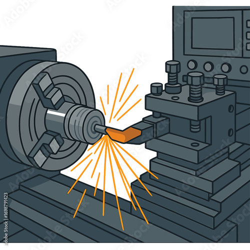 In the metal machine tools industry, high‑speed CNC turning operations produce flying sparks of metalworking
